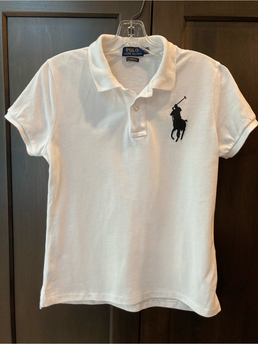 Polo by Ralph Lauren The Skinny Polo White Polo Black Pony Logo sz L Like New